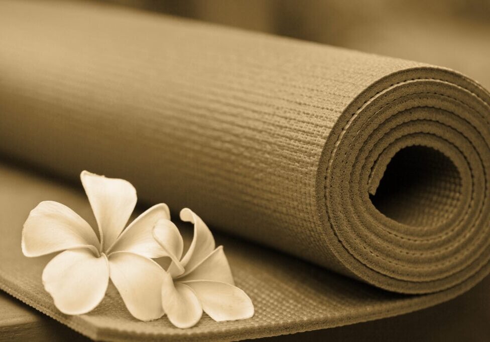 yoga mat rolled up